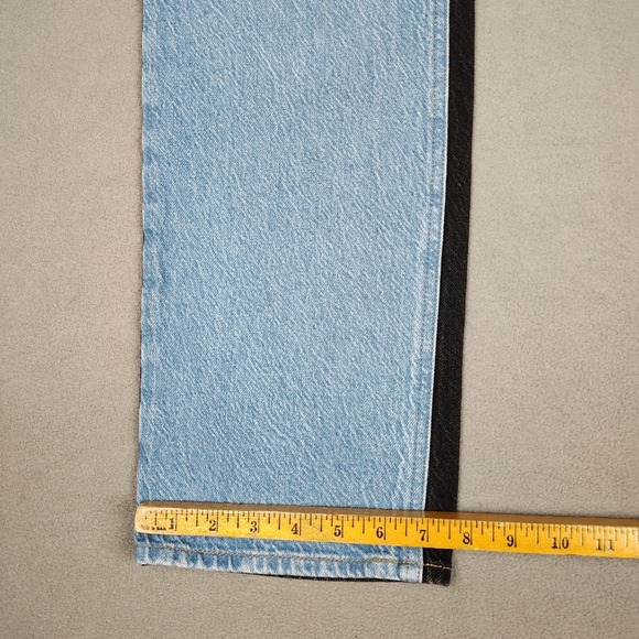Pacsun 90s Boyfriend Jeans Women XXS 00 Blue Black Colorblock Denim Straight Leg - Picture 3 of 10